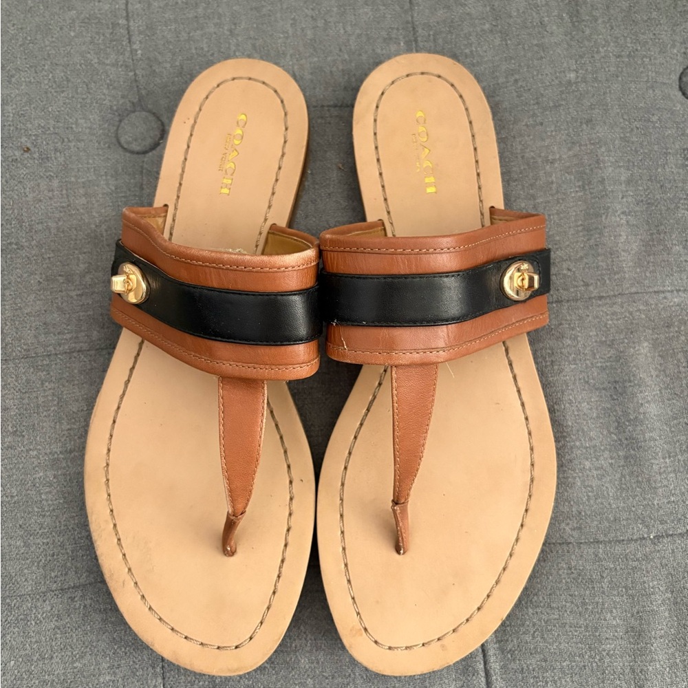 Coach Women's Brown and Black Sandals